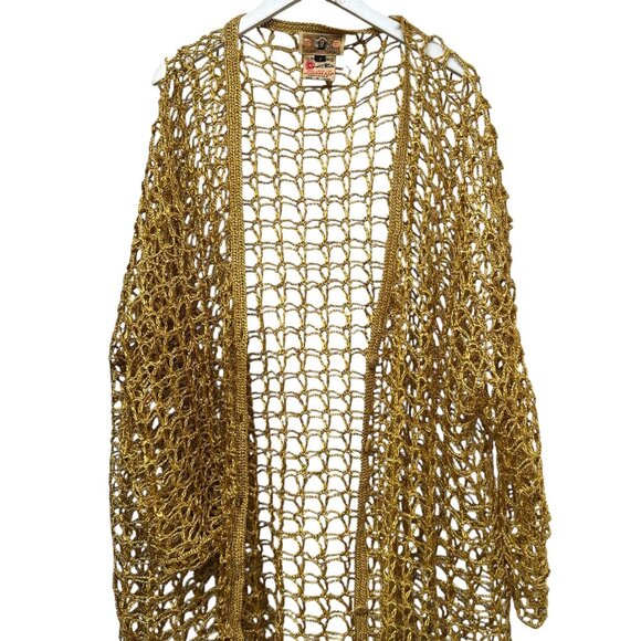 Vintage Bis Gene Ewing Top Plus Size 3X 90s Crochet Jacket Hippie Boho Rare Find - Picture 2 of 12